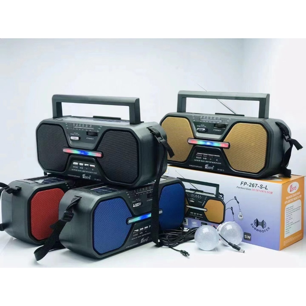 CROWMSTAR FP-267BT Solar Bluetooth AM/FM Radio with USB/SD/TF Reader ...