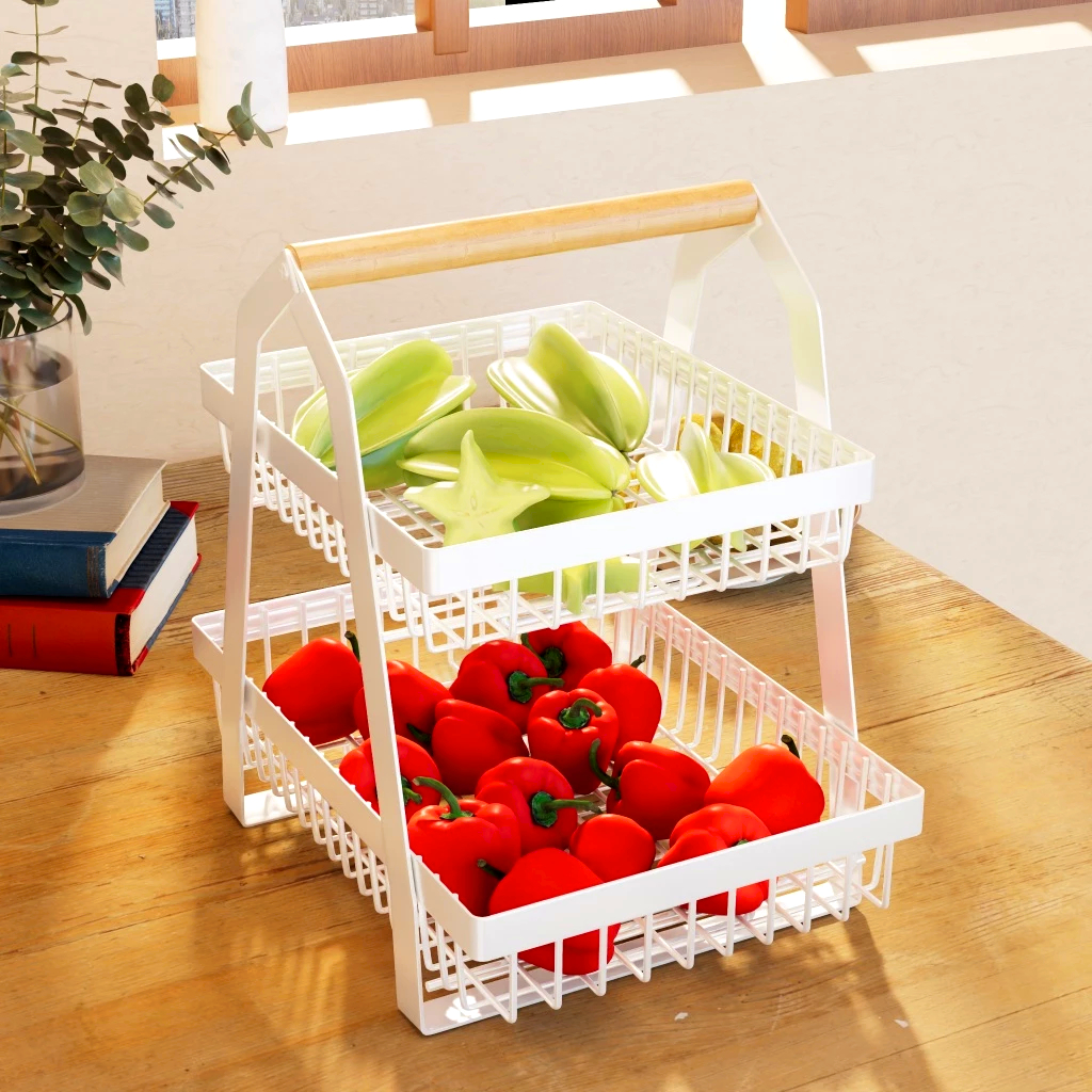 2 Tier Kitchen Vegetable Rack Onion&Garlic Organizer Detachable Snack ...