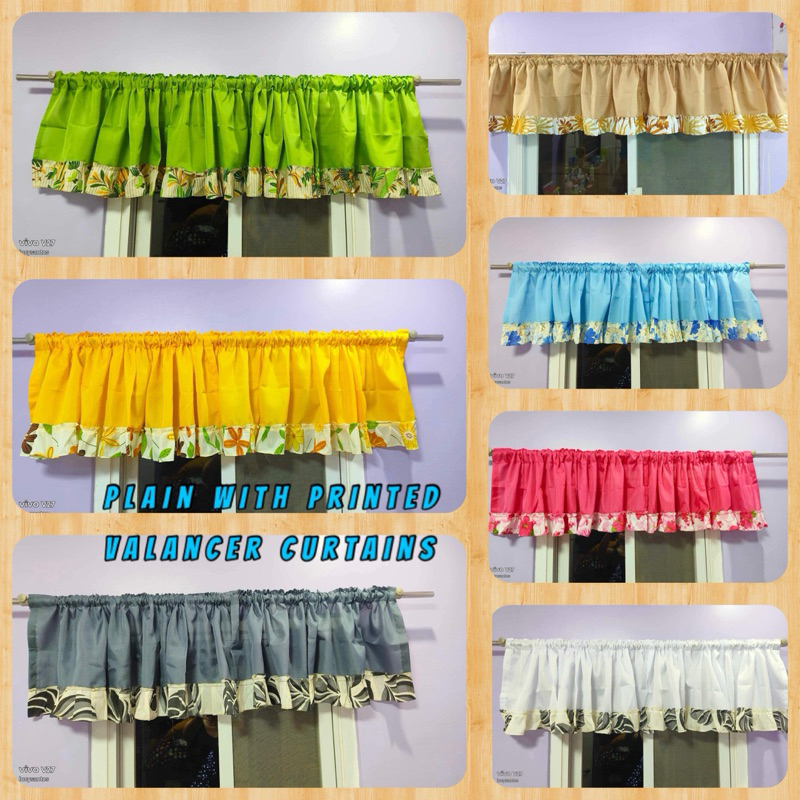 Plain Geena with Printed Raffles for Window door curtains 60x15 Inches ...