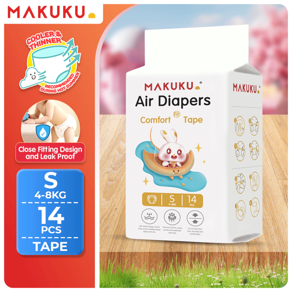 MAKUKU Mini Baby Soft and Breathable Comfort Fit Tape Diaper Small and Medium Disposable Baby Diaper