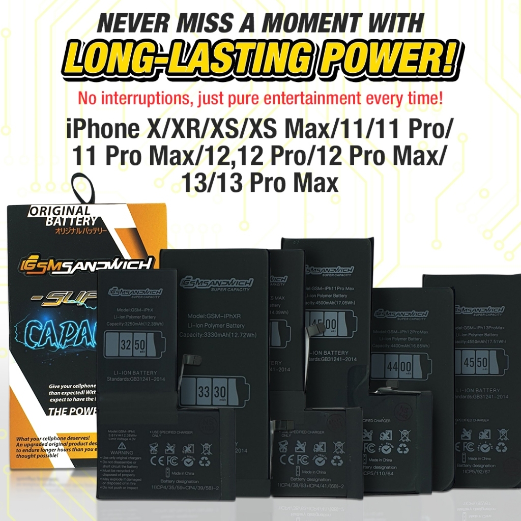 GSMSandwich Super Capacity Battery for iPhone X XR XS Max 11 Pro 12 12