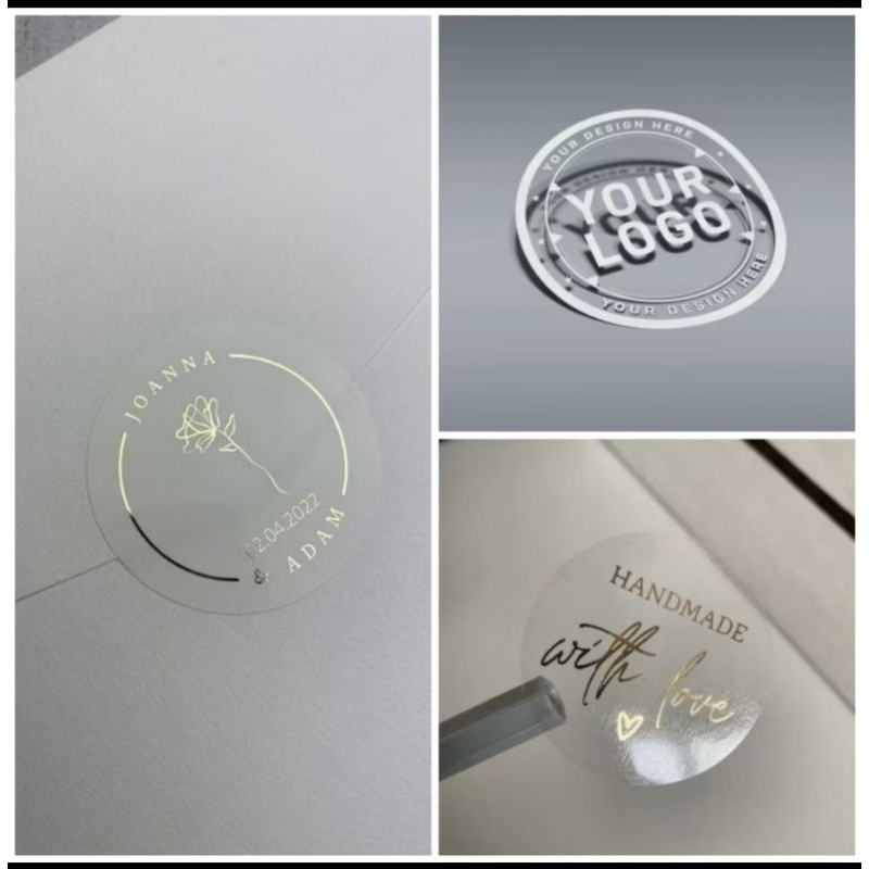 Transparent Sticker Label waterproof Gold white silver piso print ...