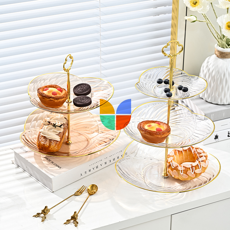 Three Layer Metal Light Luxury Fruit Tray Snack Tray Cup Cake Tray ...