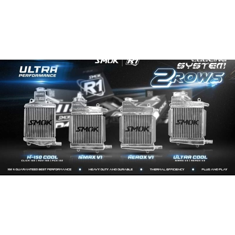 SMOK THAILAND ULTRA COOL BIG RADIATOR ( 2 ROW ) FOR NMAX 155 AEROX 155 ...