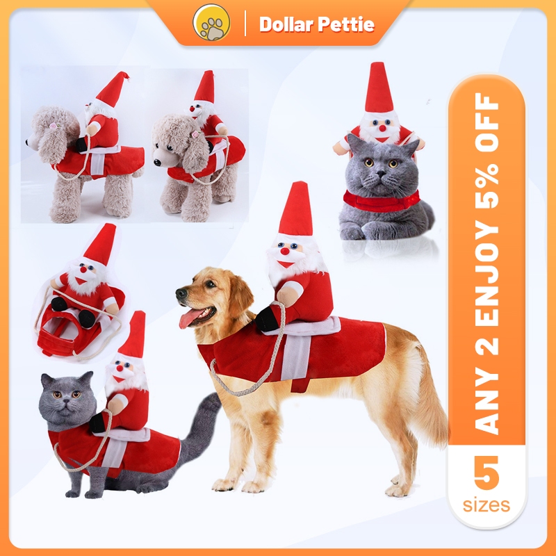 Christmas Costume for Dog Party Funny Costume Santa Claus Riding Pet