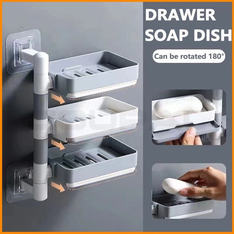 Drilling-Free Soap Holder Wall Mounted multilayer Layer Soap Organizer ...