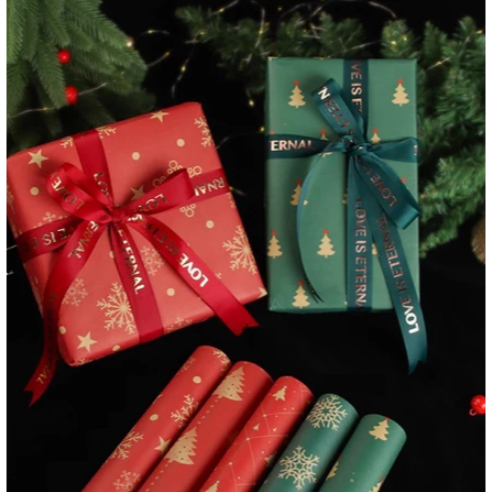 10 Sheets/roll CHRISTMAS Kraft Gift Wrapper Christmas Gift Present ...