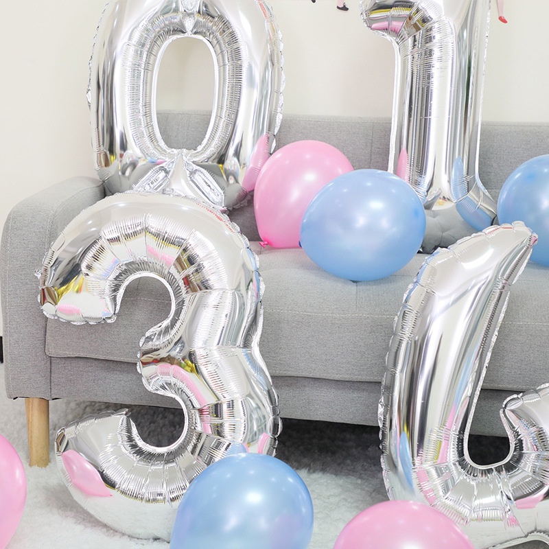 32 Inch 0-9 Digital Balloons Digital Birthday Balloons Party Aluminum ...