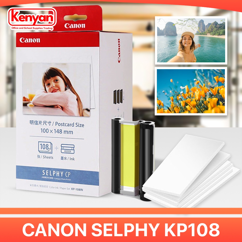 Canon Selphy KP108 Color Inks and Paper Set (108pcs Photopaper+3pcs Ink ...