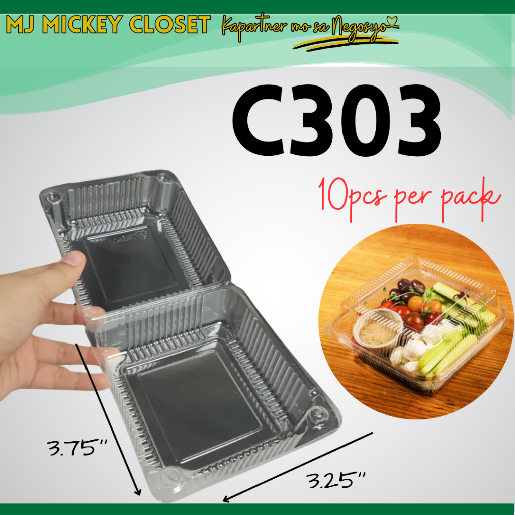10pcs Clear Clamshell Food Container Pastry Pack Brownies Box c306 c303 ...