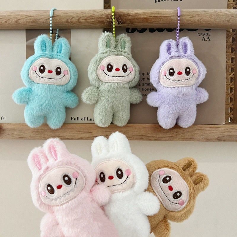 Labubu 6 Colors Plush Doll Keychain Backpack Decoration Plush Toy Cute ...