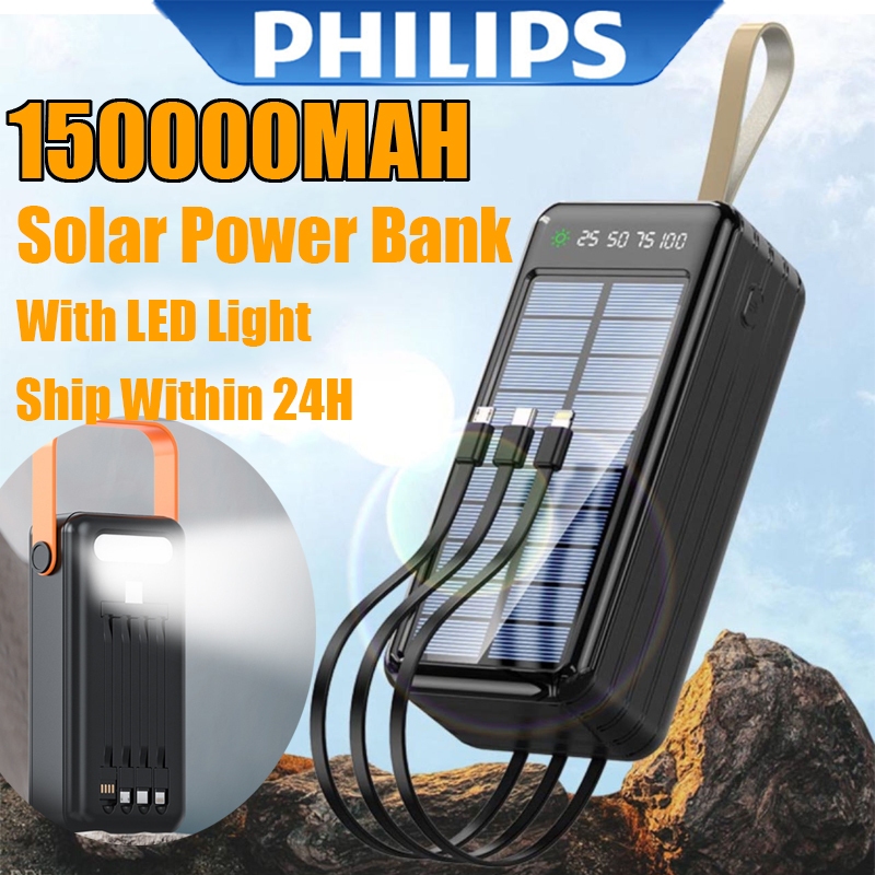 PHILIPS 150000mAh Solar Power Bank Origanl Powerbank with Flashlight