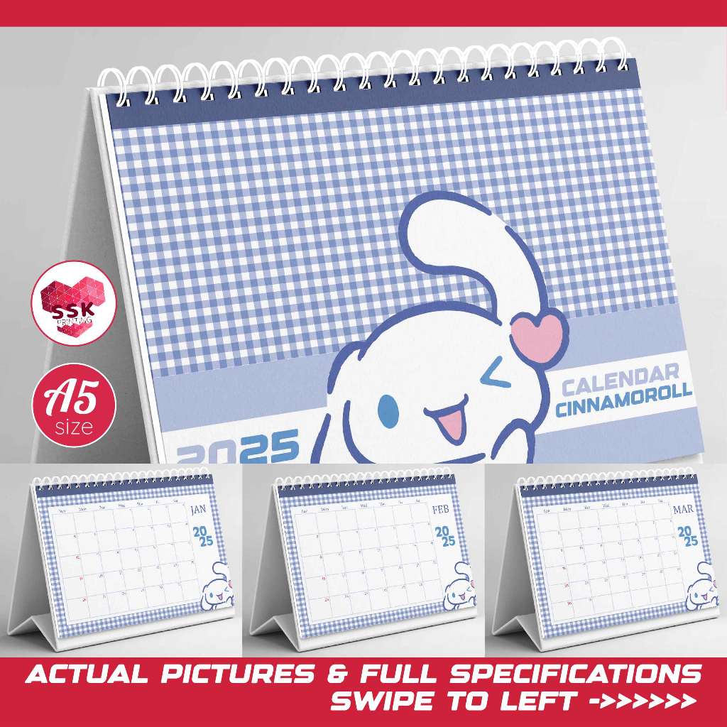 Cinnamoroll A5 Desk Calendar 2025 | Sanrio | Mini Calendar with Stand ...