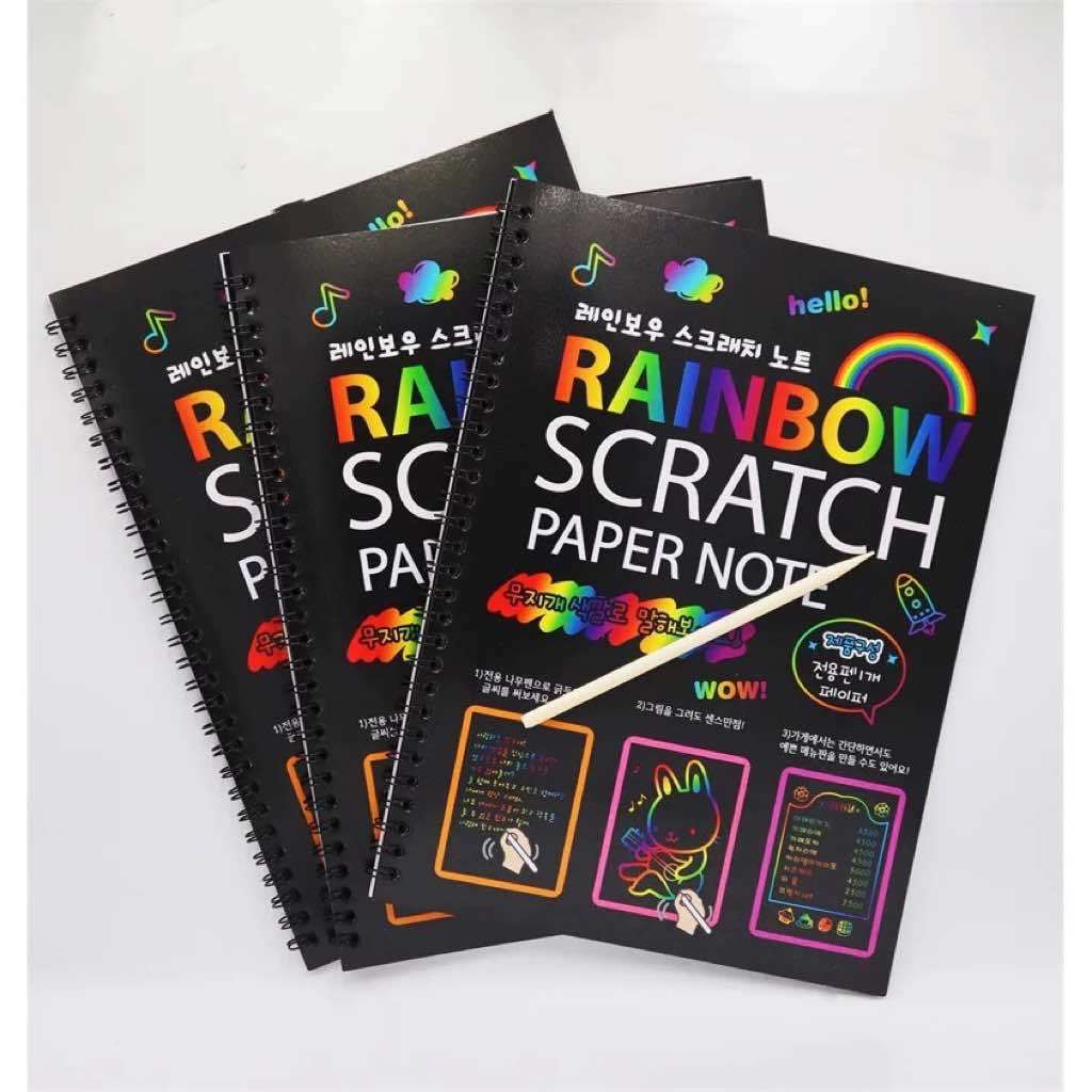 large color rainbow scratch art paper note book full | Shopee Philippines
