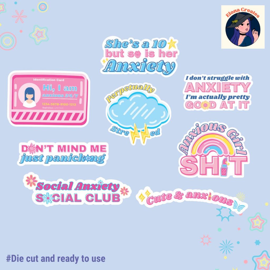 Cute Anxiety Stickers Mental Health Sticker Pack For Planners Journals ...