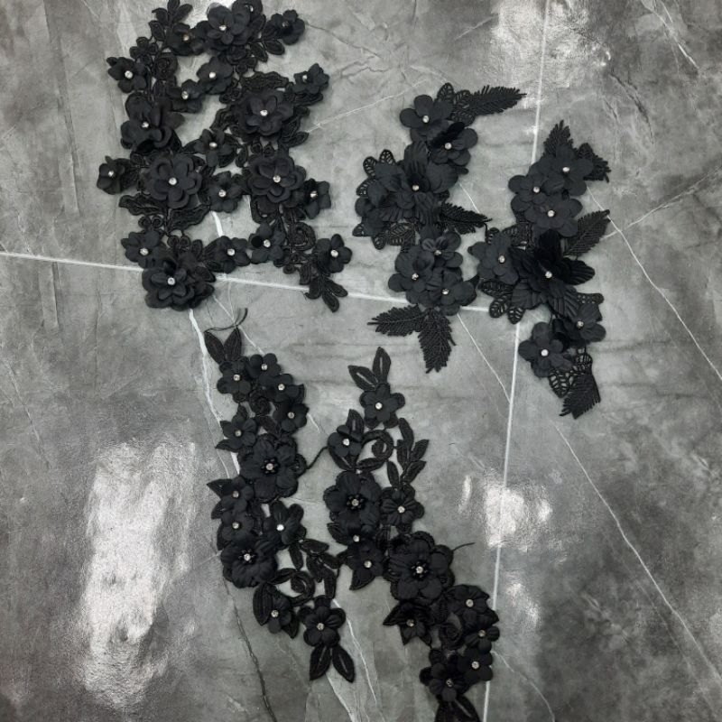 BLACK Floral Patching Lace (Per pair) | Shopee Philippines
