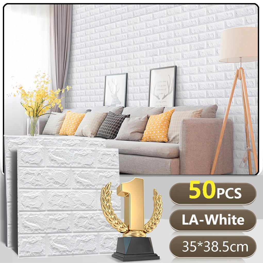 50pcs BIG SALE 35x38CM 3D wallpaper foam self-adhesive brick waterproof ...