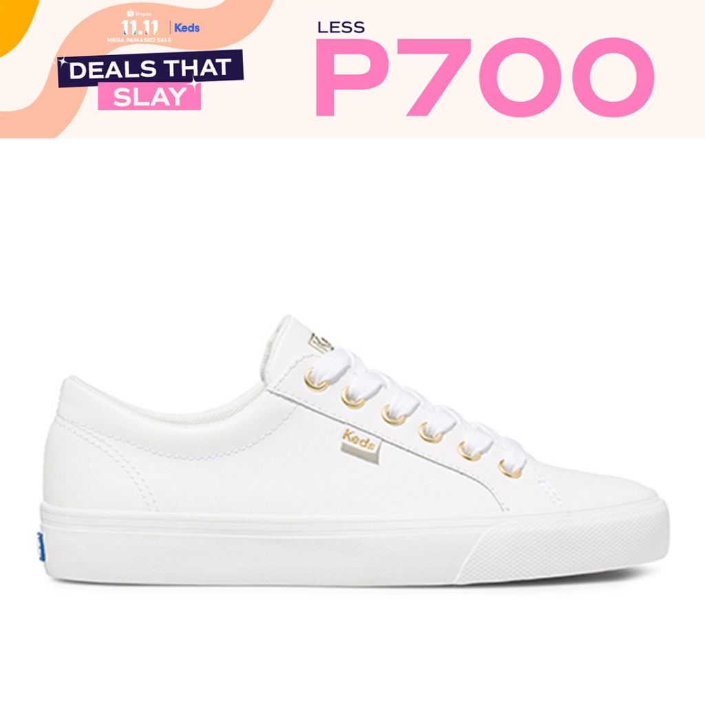 Keds Women s Jump Kick Leather Lace up Sneaker White WH63681 Shopee Philippines