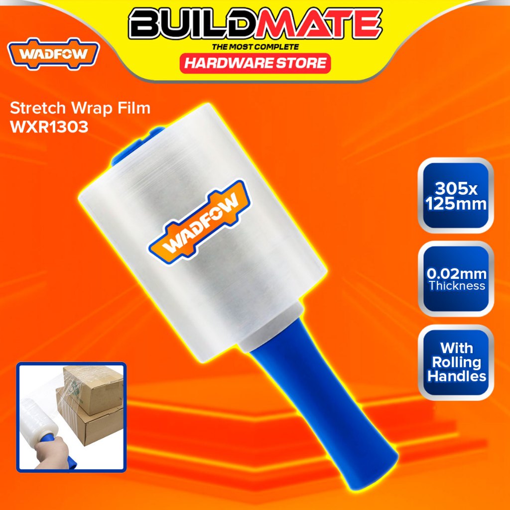 Buildmate x WADFOW Stretch Wrap Film 305mm x 125mm with Rolling Handles ...