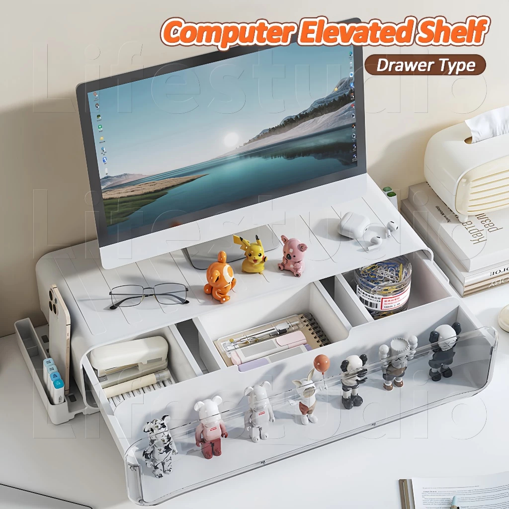 Blind Box Storage Box with Light Elevated Office Desktop Storage Rack ...