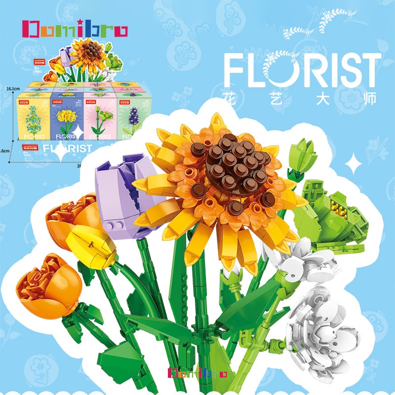 Flower Bouquet Bricks Colorful Flowers 3D Model Building Blocks Toys ...