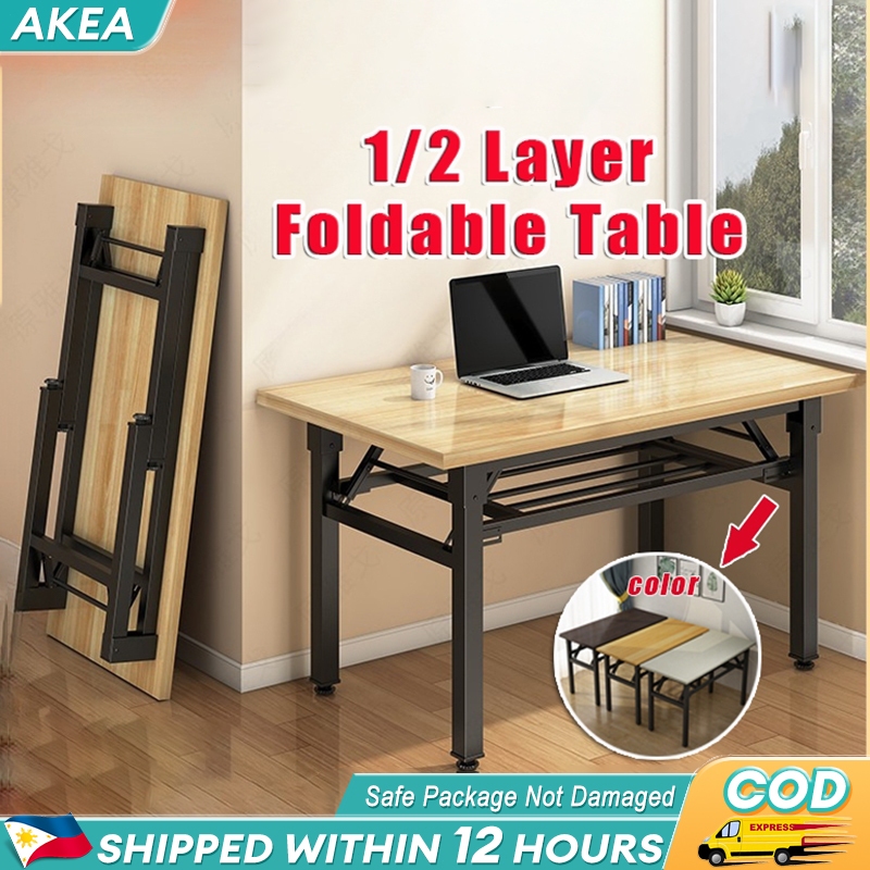 【Quality Upgrade】Fully Assembled Folding Table 1/2 Layer Foldable Table ...