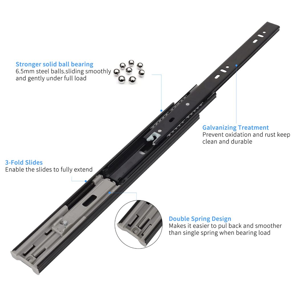 1 pair (2pcs) Soft Closing /PUSH OPEN Hydraulic Drawer Full Extension 3 ...