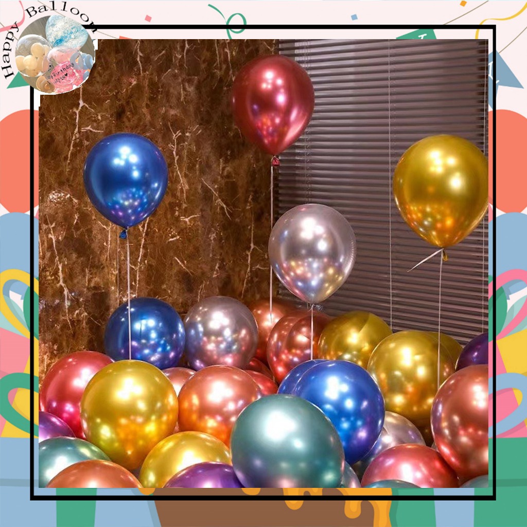 Chrome 50pcs 10 inch metallic glossy latex balloons Birthday decor ...