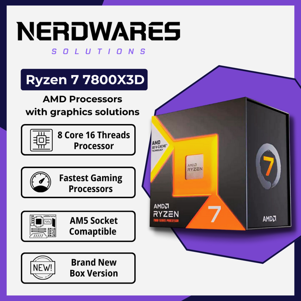 AMD Ryzen 7800X3D Cores 12 Threads with Radeon Vega Graphics Gaming  Desktop Processor AM5 CPU