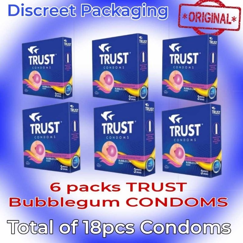 Trust Condom Bubblegum 6packs by 3s (total of 18pcs) Discreet packaging ...