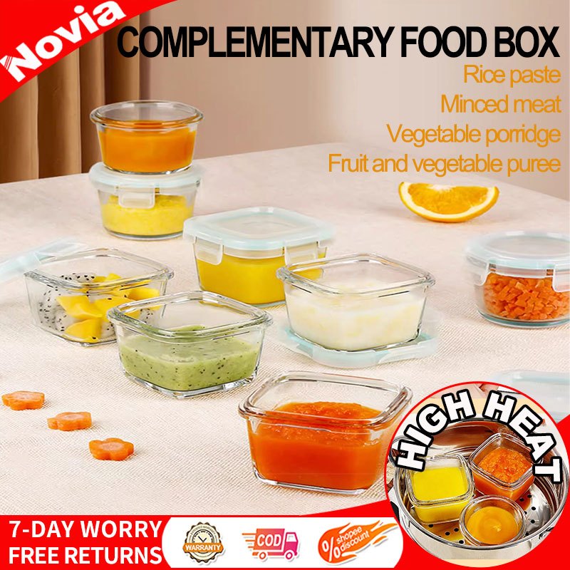 Novia Baby Food Storage Airtight Container Microwavable Glass Lunch Box ...