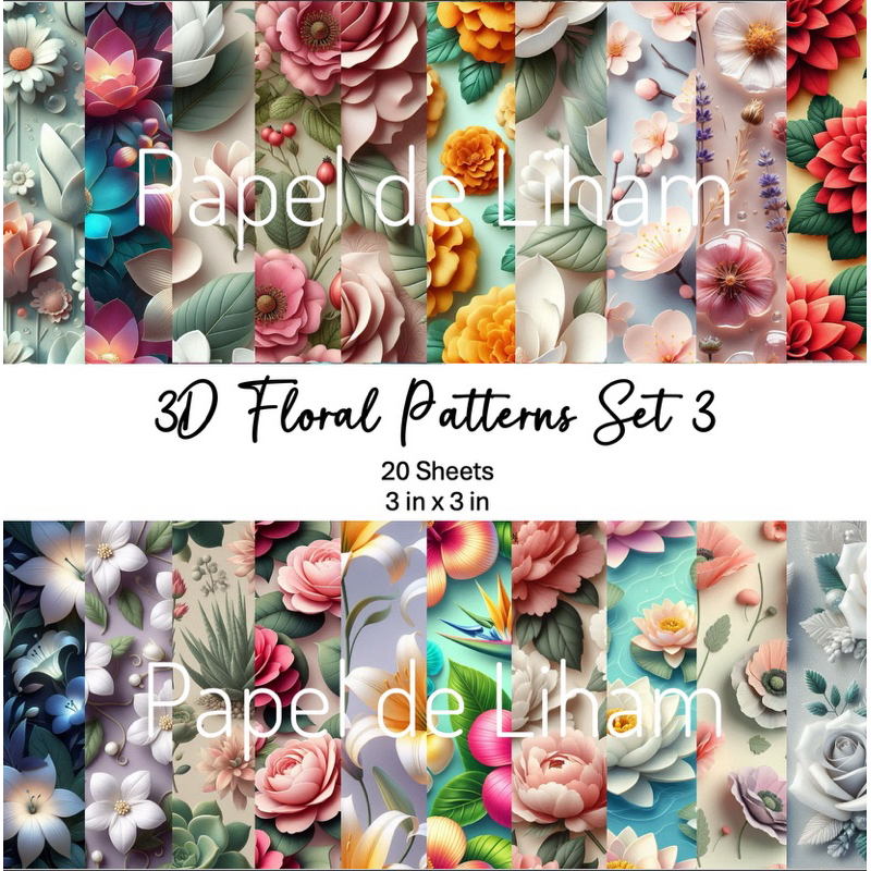 [PDL] 20 sheets 3D Floral Patterns Deco Paper Set 3 | Shopee Philippines