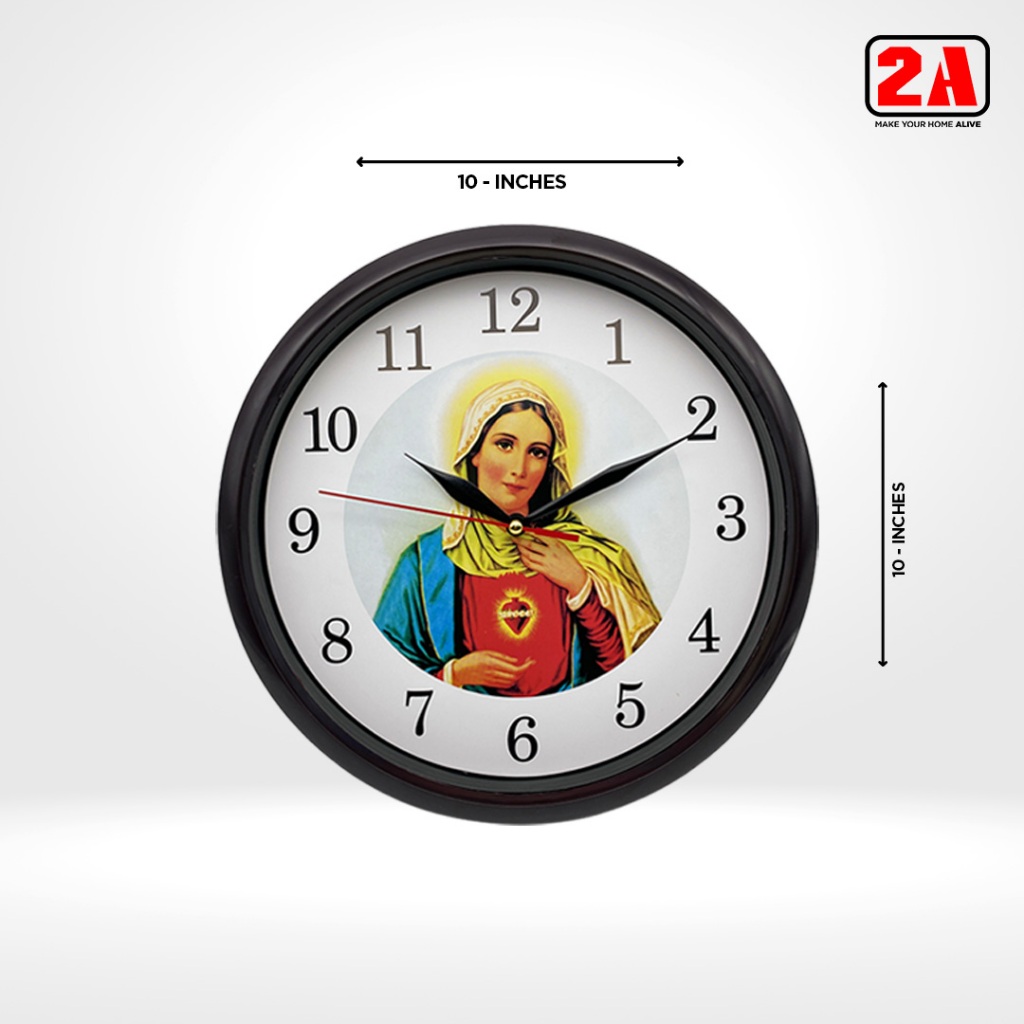 2A Wall Clock Religious Catholic Christian Jesus & Mary 10