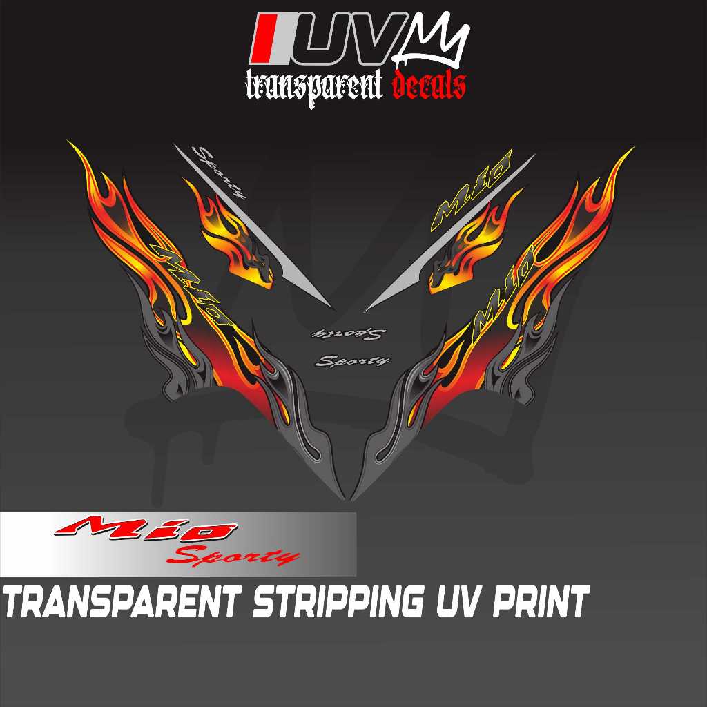 TRANSPARENT MIO SPORTY/MIO 1 FLAME DESIGN DECALS | Shopee Philippines