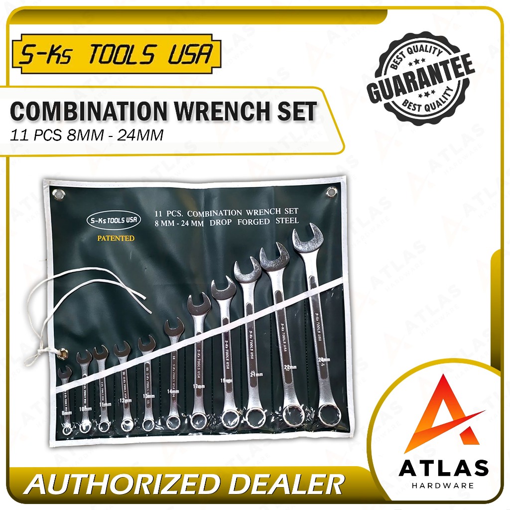 SKS Tools USA Combination Wrench Set 8-24mm 11pcs Drop Forge Steel ...