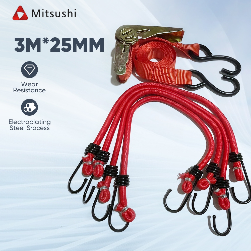Mitsushi 3m4pcs Cargo Rope Cargo Strap Metal Buckle Ratchet Tie-Down ...
