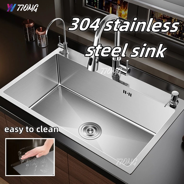 Kitchen stainless steel sink black and silver kitchen sink embedded ...
