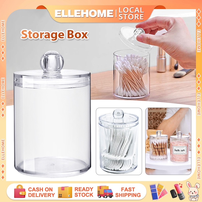 Storage Box Transparent Sealed Plastic Cotton Swab Storage Organization ...