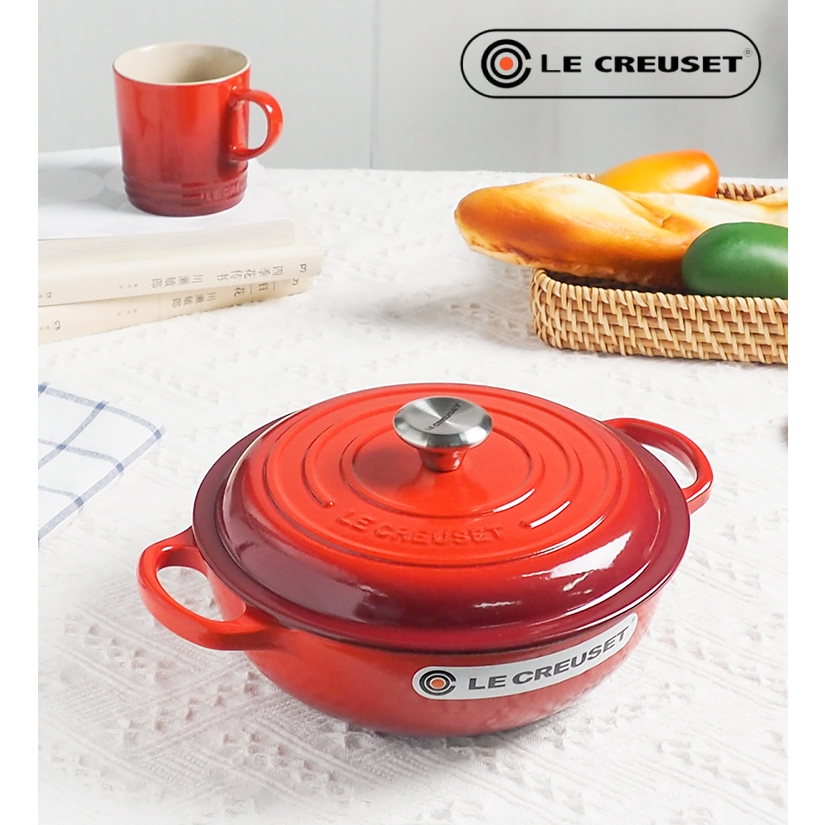 LE CREUSET Black Enamel Cast Iron 26cm Mummy Pot Frying Stewed Soup Pot ...