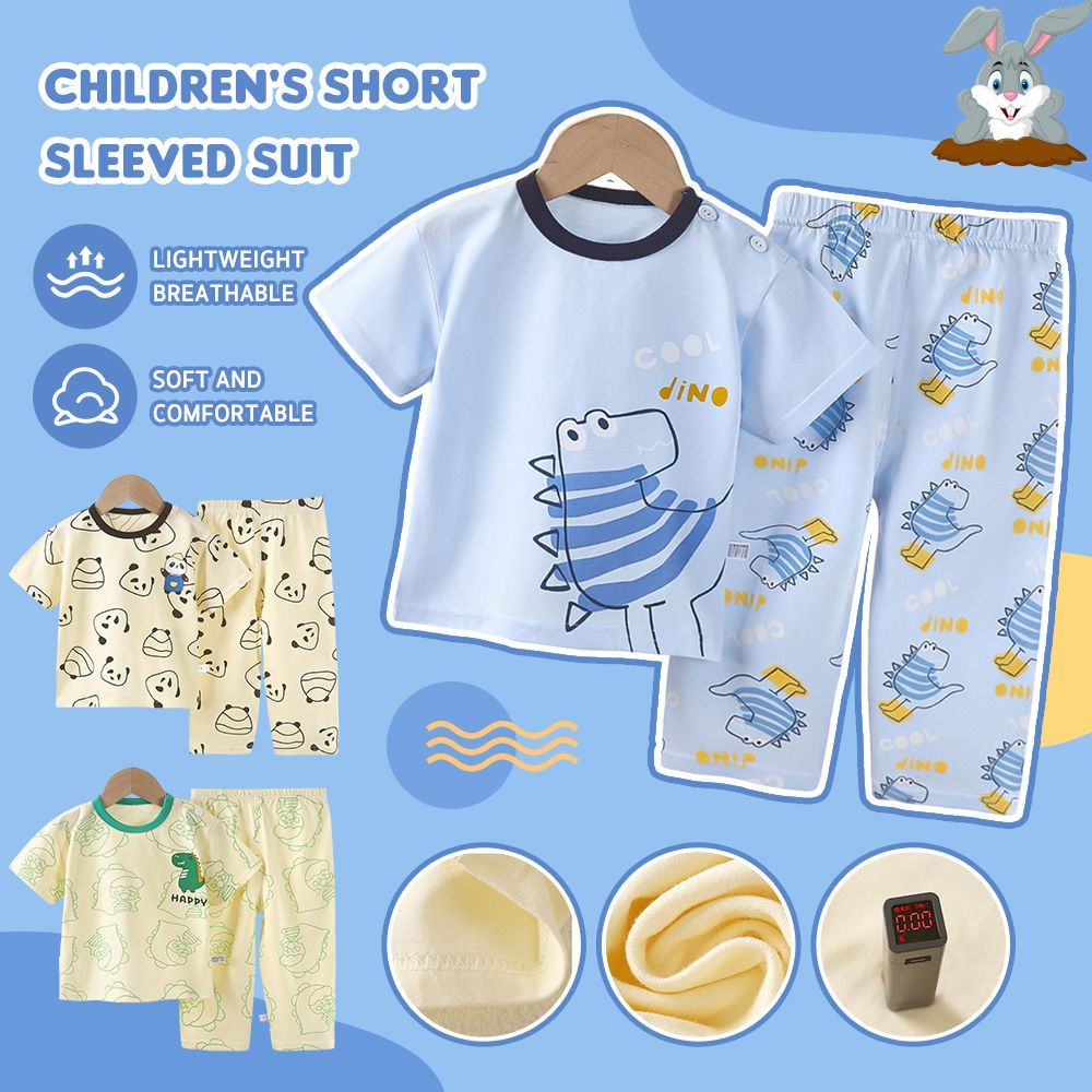 Kids Clothes Boys Pajamas Terno Toddler Cotton Baby Short Sleeves  Sleepwears Suit Summer Tshirt Sets