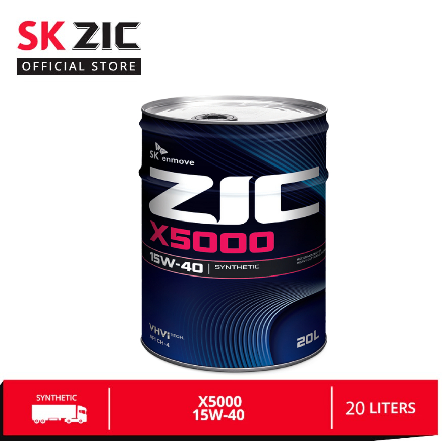 SK ZIC X5000 15W-40 20 Liters 1 Pail CH-4 / SJ Synthetic Heavy Duty ...