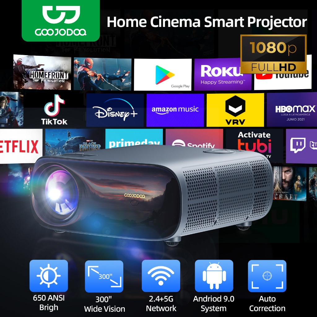 GOOJODOQ Professional Projector 300 Inch Large Projector Bluetooth 5.1 ...