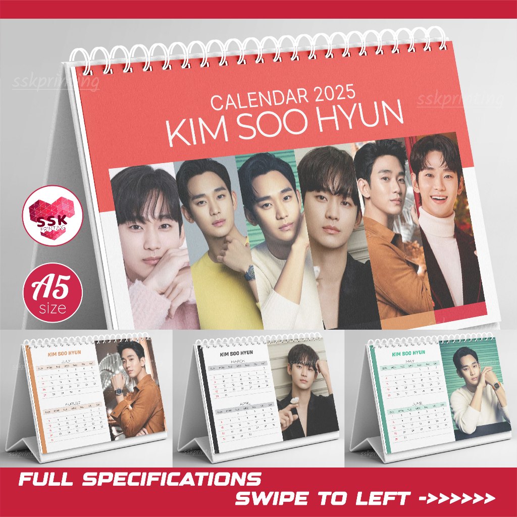 Kim Soo Hyun A5 Desk Calendar 2025 PSJ Mini Calendar with Stand