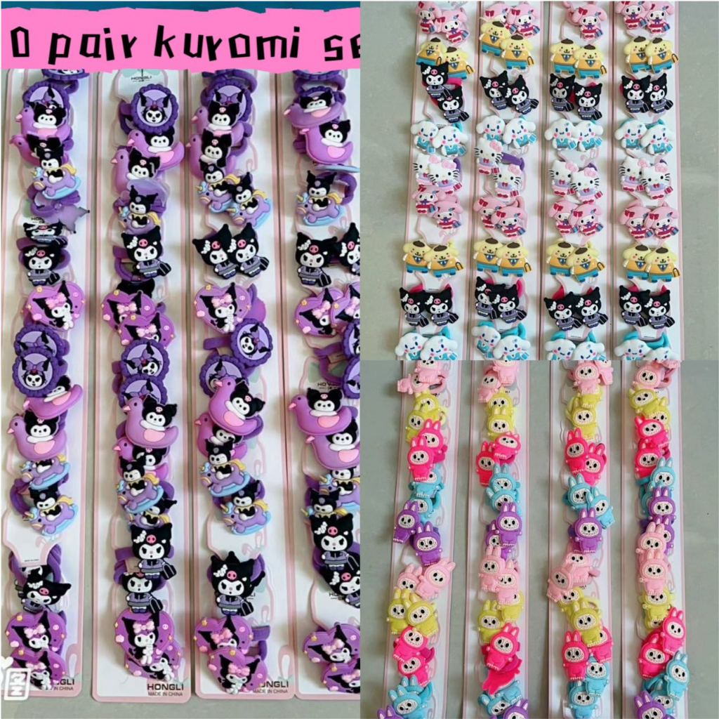 10pair kuromi sanrio Labubu Hair Rope Little Doll , Headwear Elastic ...