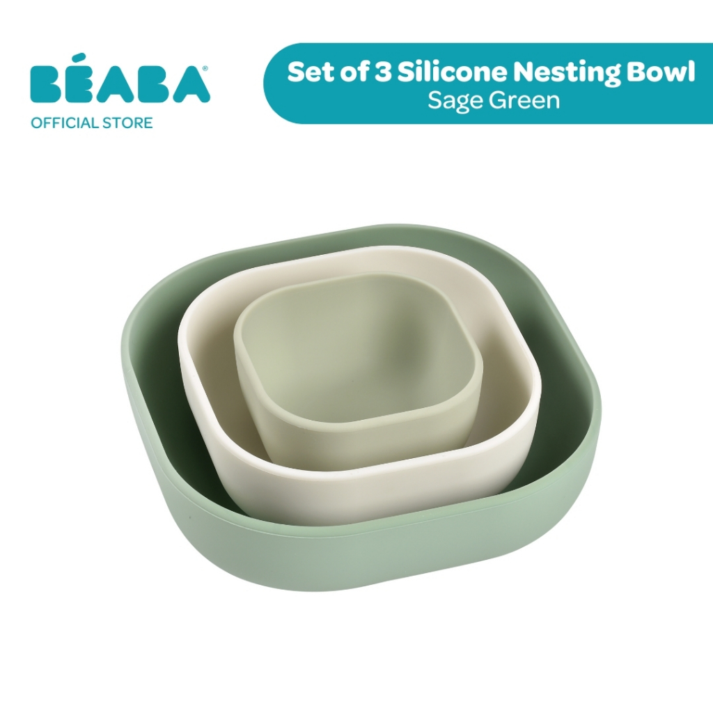thumbnail image 2 of BEABA Silicone Nesting Bowls Set Of 3 - Soft Unbreakable Baby & Toddler Dinnerware 2 of 9