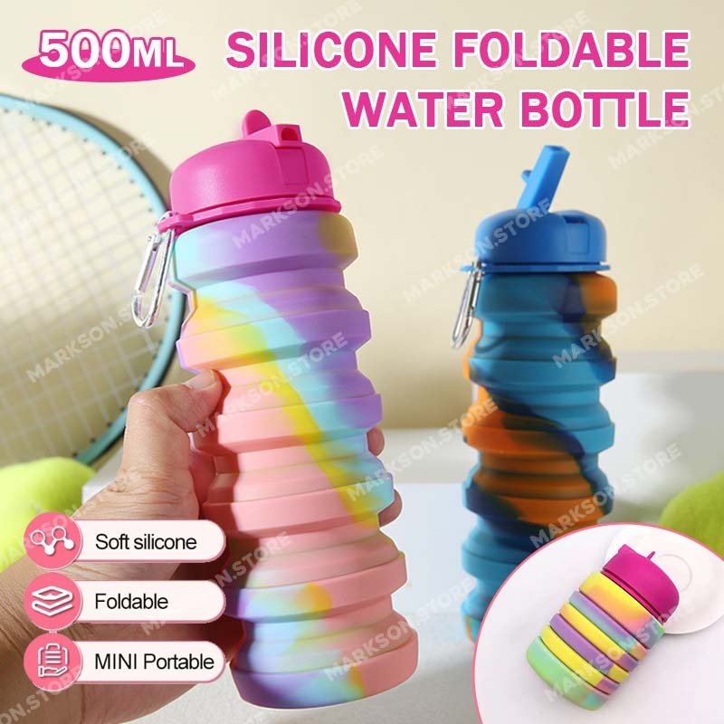 500ml Silicone Collapsible Water Bottle Expandable Sports Water Cup ...