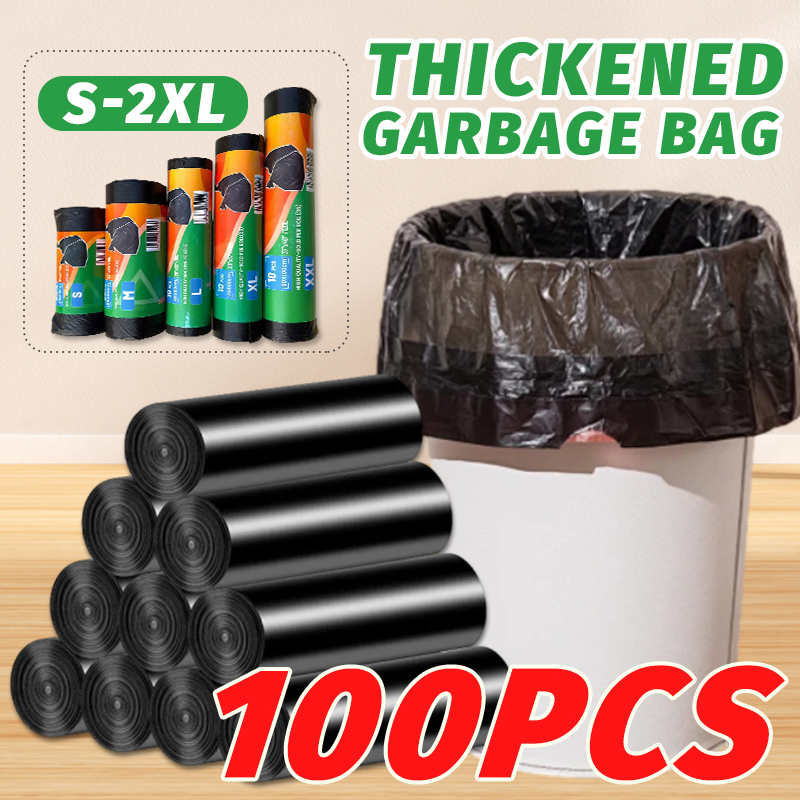 100pcs Trash bag Garbage bag Black (Small/Medium/Large/XL/XXL) Enlarged ...
