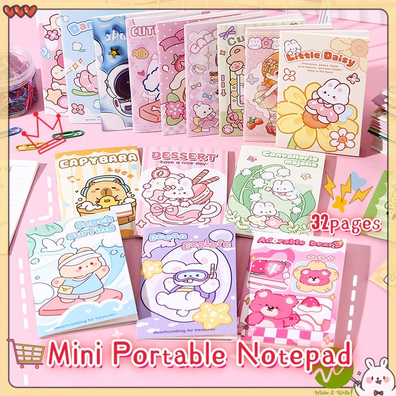 Mini Portable Notepad 32 pages Cartoon cute Mini Notebook Student ...