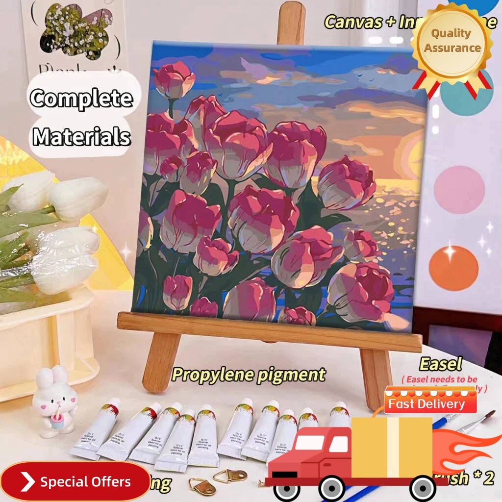 Digital Oil Paint By Numbers 20X20cm Canvas Frame Number Painting DIY ...