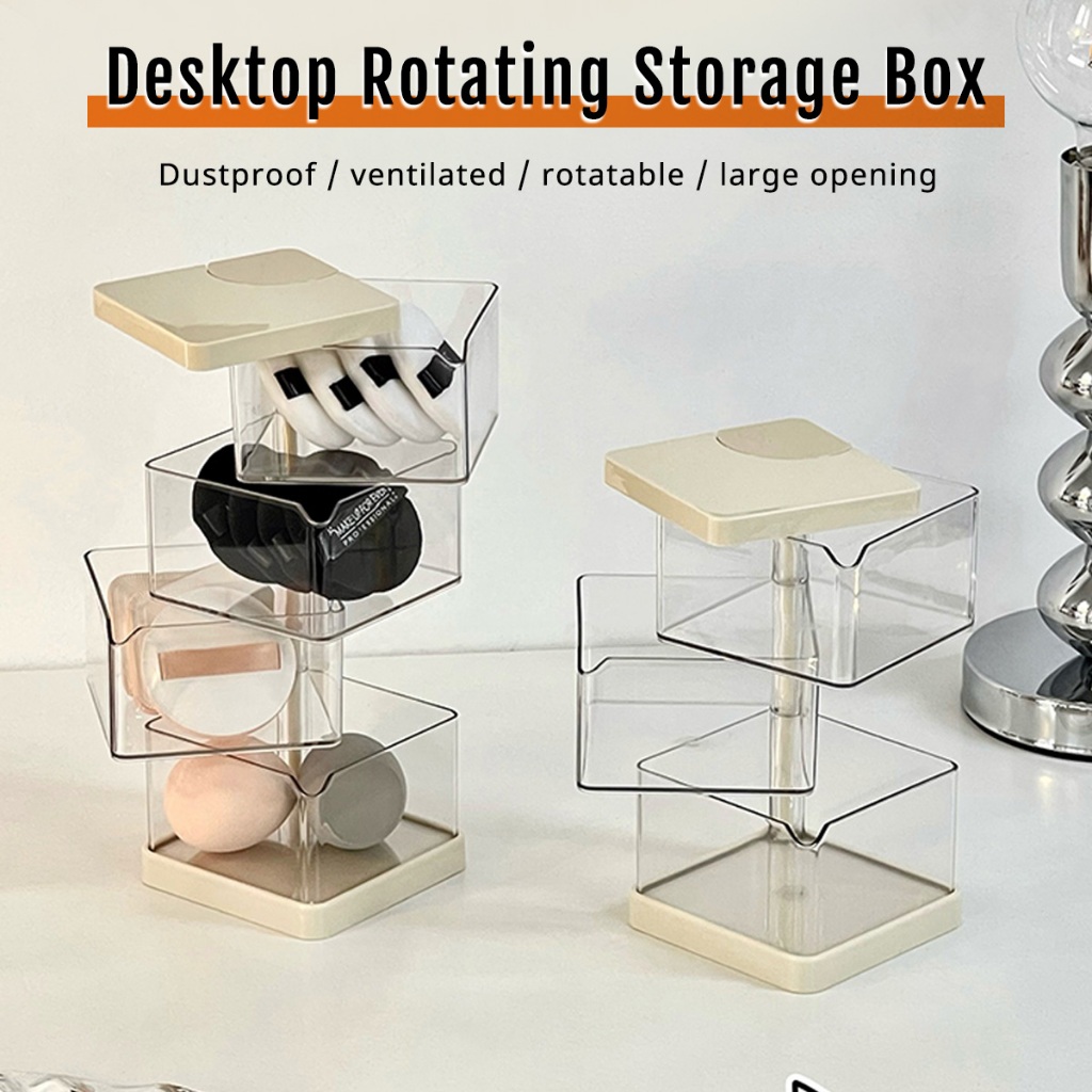 Rotating Multi-Layer Storage Box - for Storage Data Cable, Powder Puff ...